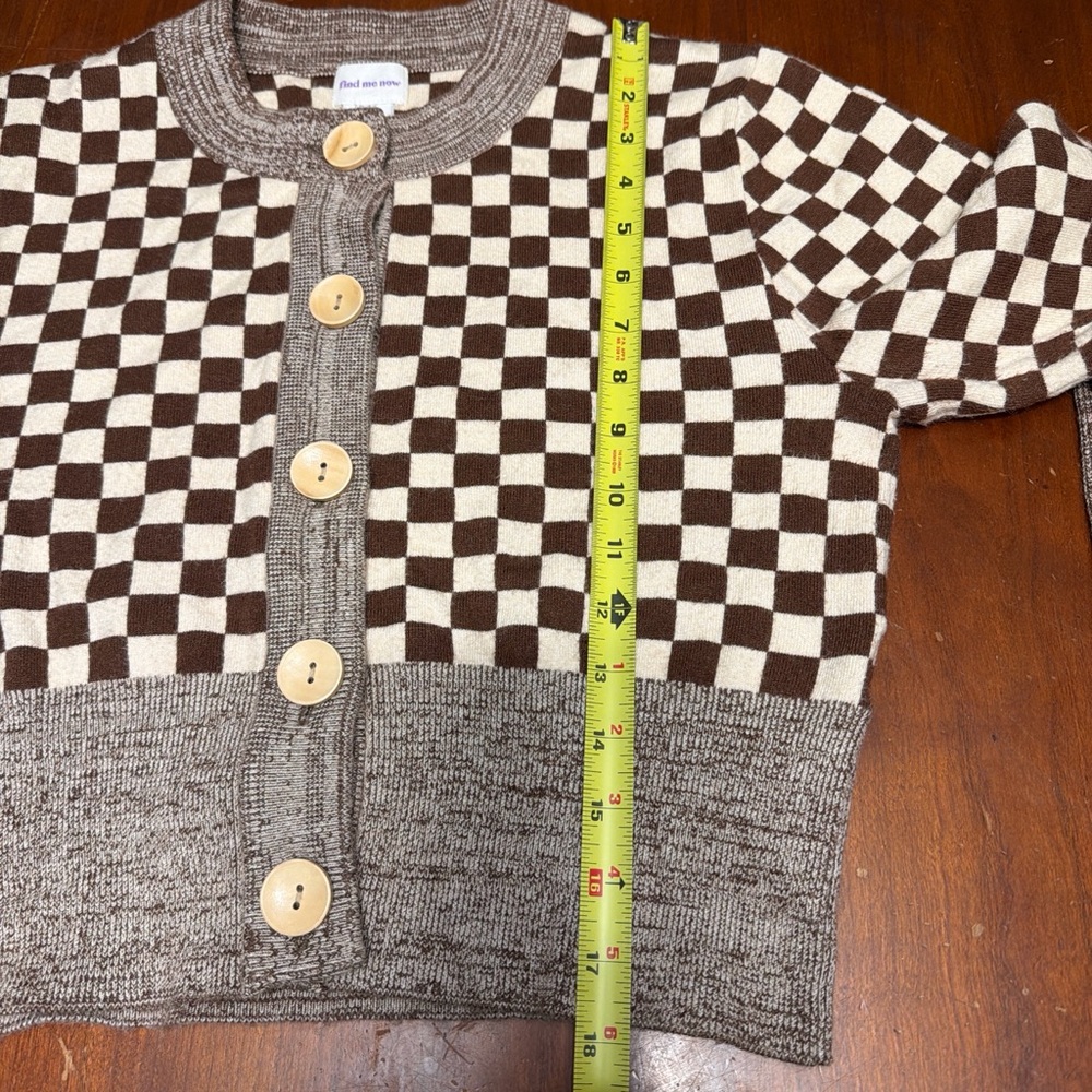 Find Me Now Brown Checkered Cardigan M - Picture 7 of 7